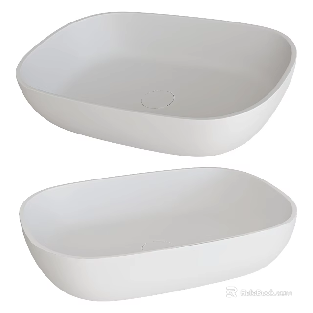 Modern Minimalist White Above Counter Wash Basin With Smooth Oval Surface Design 3d model 