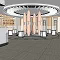 Elegant Jewelry Store Interior With Display Counters Decorative Pillars And Warm Lighting