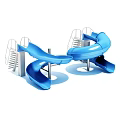 Fun Blue Spiral Playground Slides With Metal Stairs For Kids Outdoor