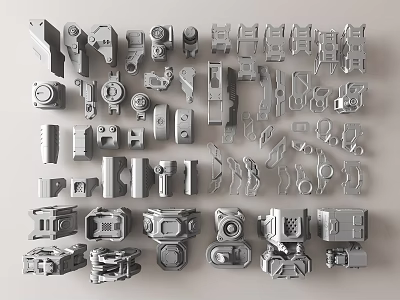 Assorted Hardware Tools Collection Featuring Different Types Mechanical Components and Metal Fittings 3d model