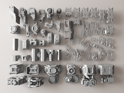 Modern mechanical parts and equipment 3d model