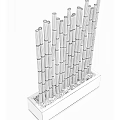 Natural Bamboo Screen With Concrete Base And Gravel For Outdoor Decoration