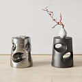Side Table Metal Side Table Solid Wood Side Table Vase Books 3d model