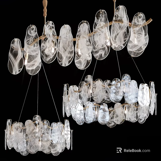 Modern Crystal Chandelier With Transparent Hanging Elements For Elegant Home Lighting 3d model