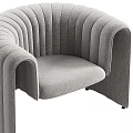 Modern Elegant Gray Accent Chair With Vertical Tufted Back And Curved Arms 3d model