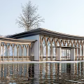 Modern Post Station Public Building Visitor Center Building Exhibition Hall Small Public Building Cafe Building Post Station Building 3d model