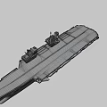 Modern Naval Warship With Gray Hull Red Bottom And Upper Deck Structures