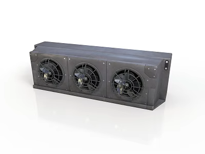 Triple Fan Cooling Equipment In Black Housing For Commercial Use 3d model