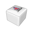 White Cube Shaped Ottoman With Union Jack Flag And Big Ben Design 3d model