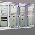 Industrial Control Cabinet With Multiple Panels Display Screen And Control Buttons