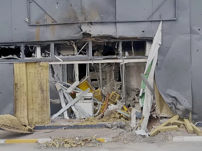 Damaged Building Exterior With Broken Windows Collapsed Structure And Scattered Debris 3d model
