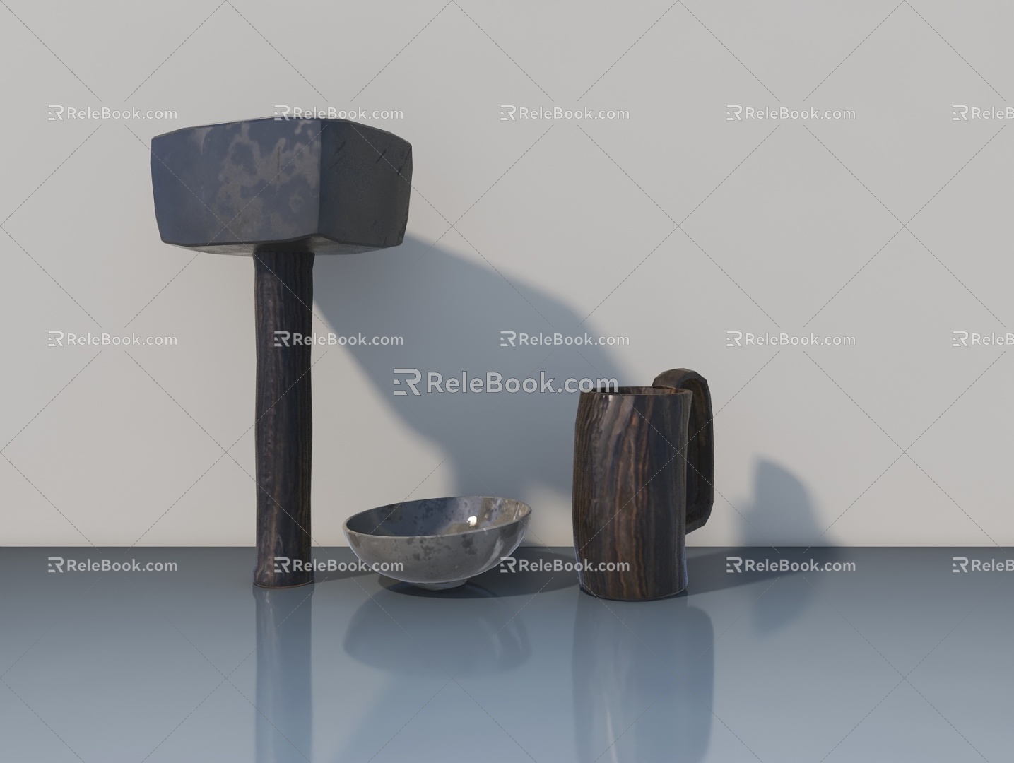 Stone Wooden Ware 3d model