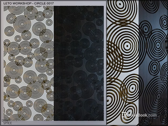 Modern Decorative Wall Design With Circular Patterns In Gold Black And White 3d model