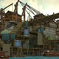 Charming Garden Waterfront Structure With Wooden Staircases Canvas Coverings And Boats