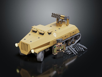 Modern toy pixel missile car 3d model