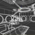 Futuristic Sci Fi Laboratory With Mechanical Arms And Circular Windows 3d model