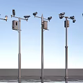 Projection Monitoring System With Surveillance Cameras On Poles And Control Boxes
