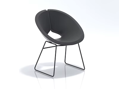 Modern Black Leisure Chair With Curved Backrest And Metal Frame Design 3d model