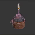Lit Kerosene Lamp With Rustic Metal Body And Burning Wick On Dark Background