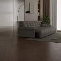 Beige Leather Sofa And White Round Coffee Table Set With Cushions For Contemporary Living Room