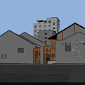 Modern Industrial Factory Building With Gray Exterior Gabled Roof Wooden Accents And Wall Signage