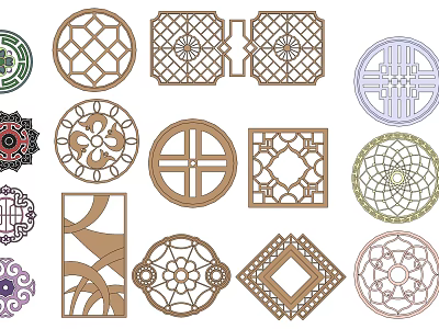 Traditional Chinese Decorative Lattice Patterns With Circular And Square Designs 3d model