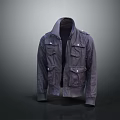 Stylish Gray Stand Collar Jacket With Multiple Pockets And Casual Design 3d model