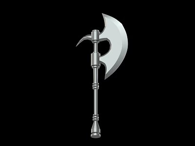 Sharp Metal Battle Axe With Long Handle And Detailed Blade Structure Design 3d model