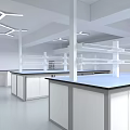 Clean Spacious Laboratory With Modern Ceiling Lights 3d model