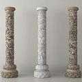 Traditional Carved Stone Columns With Intricate Dragon Patterns And Decorative Bases