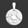 Sculpted Silver Pendant With Circular Carving Of Deer Skull And Intricate Patterns