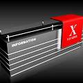 Modern Information Reception Desk With Red Top Black Surface And Silver Trim 3d model