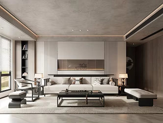 New Chinese Living Room Zen Living Room 3d model