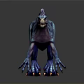 Blue and Purple Striped Sail Backed Dinosaur 3D Model in Standing Pose