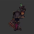 Mechanical Character With Green Creatures And Complex Structure Holding Red Weapon 3d model