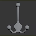 Modern Shiny Metal Wall Hook With Three Spherical Hanging Ends And Screw Base