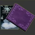 Ornate Purple Cover Books With Blue Cloud Design For Home Furniture Decor
