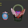 Clothing Accessories With Two Different Sizes Blue Ring White Red Black Wing Design Elements