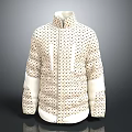 Stylish Cream Colored Jacket With Polka Dot Pattern White Sleeves And Zipper Closure 3d model