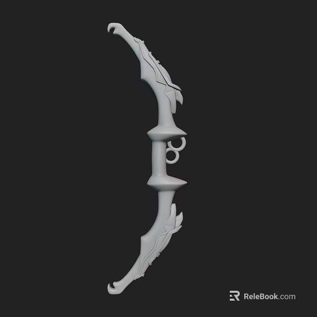 Elaborate Decorative Bow Weapon With Intricate Carved Details And White Finish 3d model 