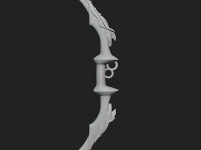 Elaborate Decorative Bow Weapon With Intricate Carved Details And White Finish 3d model