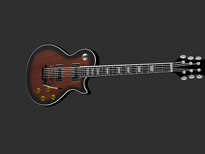 Wooden Body Electric Guitar With Strings Knobs And Pickups Musical Instrument 3d model