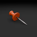 Two Orange Push Pins On Black Background For Office Stationery Use