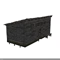 Old Style Wooden Building With Wooden Walls Roof Beams Door Window And Bench
