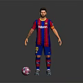 Man Wearing Barcelona Football Jersey With Red Blue Stripes Number 10 And Soccer Ball