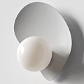 Modern Minimalist Wall Lamp With White Spherical Shade And Curved Metal Backplate