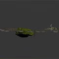 Natural Scenic Components With Stone Paths Small Trees And Scattered Stone Pieces