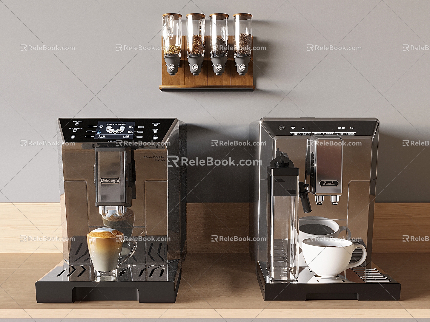 Coffee Machine Coffee Cup Coffee Bean Glass Container Wall-mounted Storage Rack 3d model