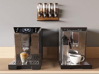 Coffee Machine Coffee Cup Coffee Bean Glass Container Wall-mounted Storage Rack 3d model