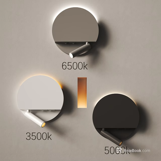 Modern Minimalist Wall Lamps In Gray Black With 3500k 6500k Warm Cool Lighting 3d model 